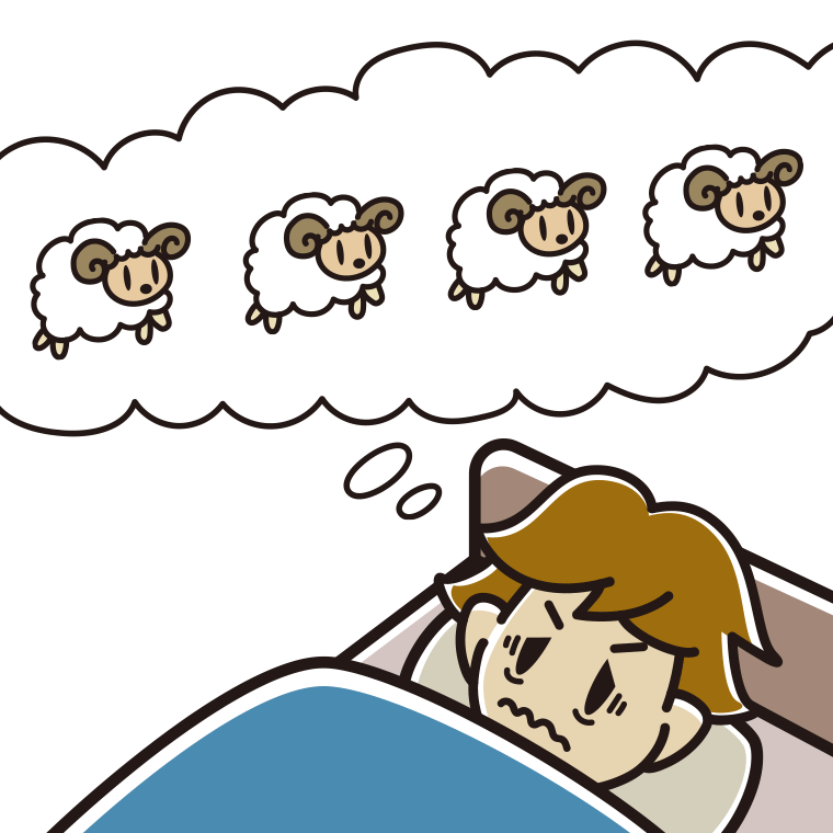眠れなくて困っている男子高校生のイラスト【色あり、背景なし】透過PNG