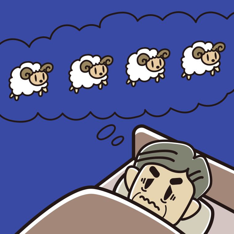 【フリー素材】眠れなくて困っているおじさんのイラスト