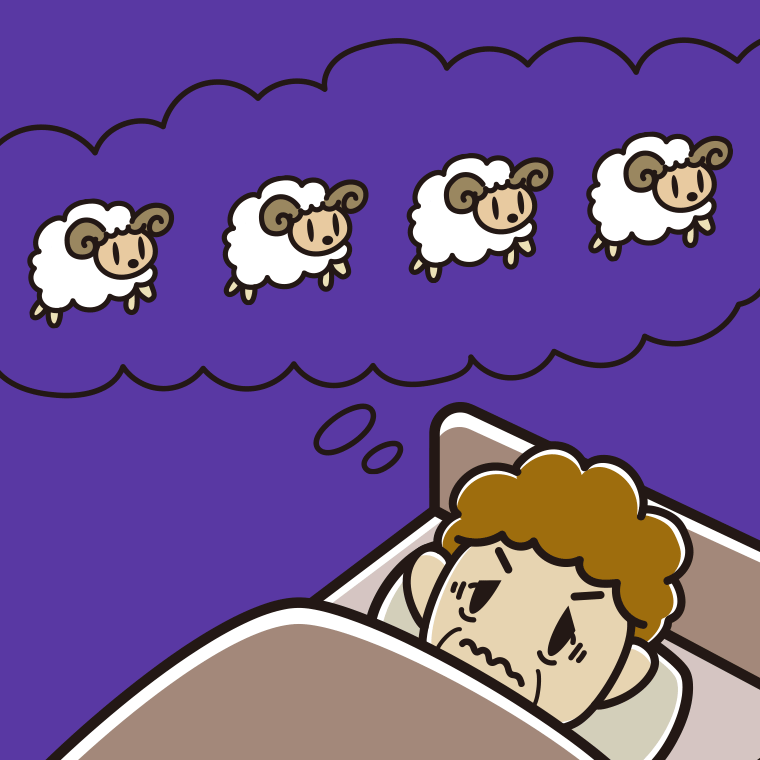 【フリー素材】眠れなくて困っているおばさんのイラスト