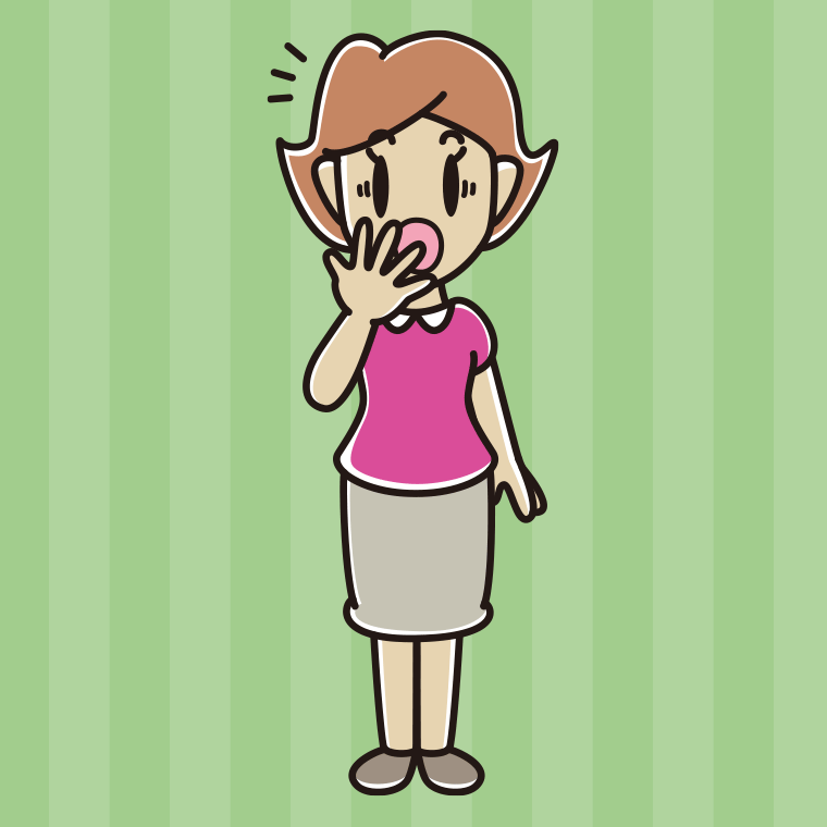 ハッとする女性のイラスト【色、背景あり】PNG