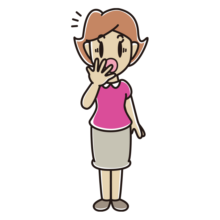 ハッとする女性のイラスト【色あり、背景なし】透過PNG