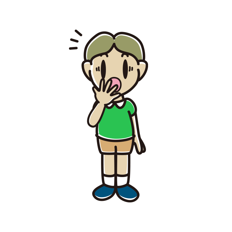 ハッとする小学生男子のイラスト【色あり、背景なし】透過PNG