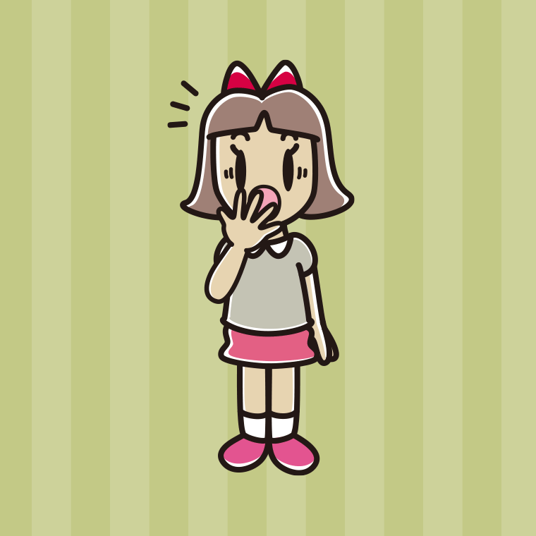 ハッとする小学生女子のイラスト【色、背景あり】PNG