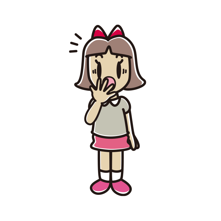 ハッとする小学生女子のイラスト【色あり、背景なし】透過PNG