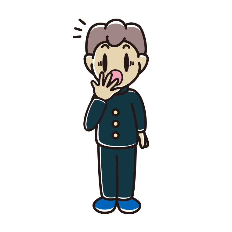 ハッとする男子中学生のイラスト【色あり、背景なし】透過PNG