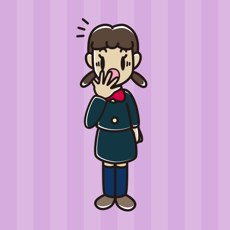 ハッとする女子中学生のイラスト【色、背景あり】PNG