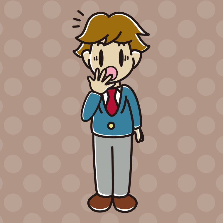 ハッとする男子高校生のイラスト【色、背景あり】PNG