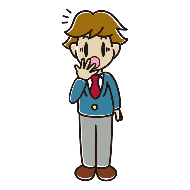 ハッとする男子高校生のイラスト【色あり、背景なし】透過PNG