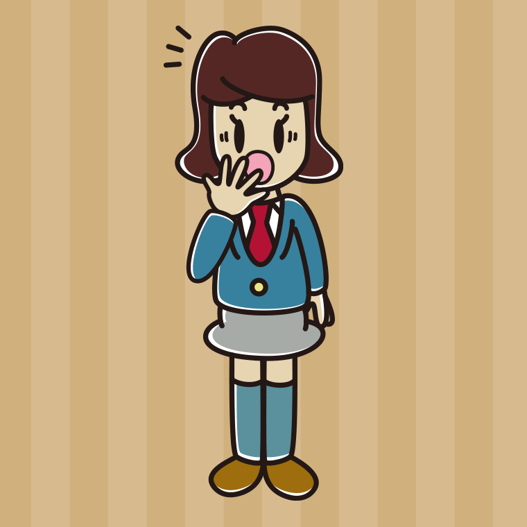 ハッとする女子高校生のイラスト【色、背景あり】PNG