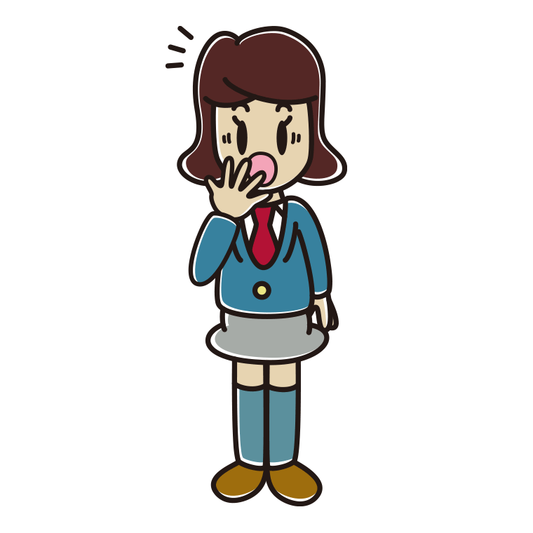 ハッとする女子高校生のイラスト【色あり、背景なし】透過PNG