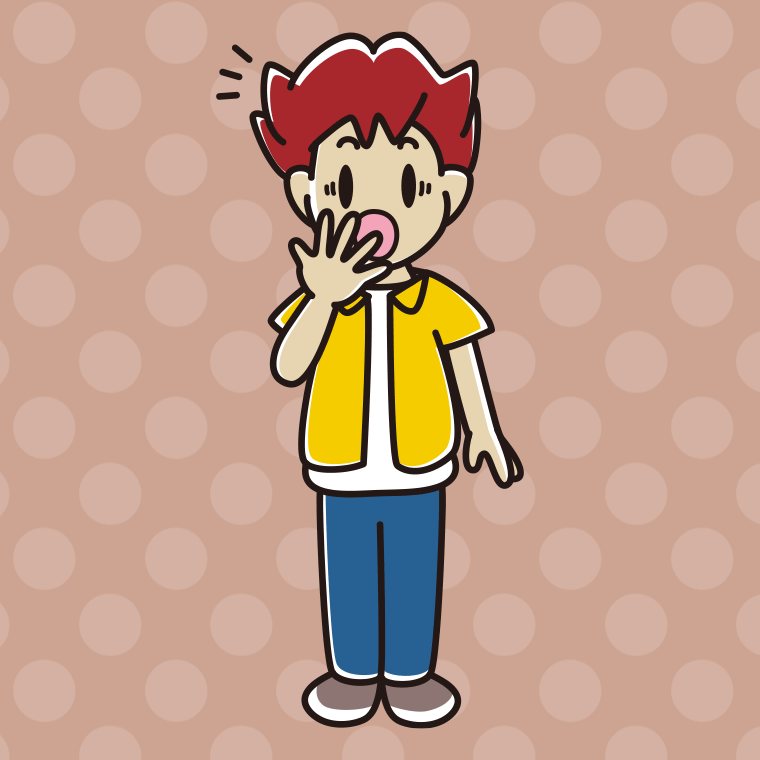 ハッとする男子大学生のイラスト【色、背景あり】PNG