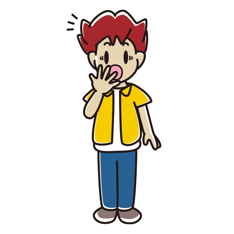 ハッとする男子大学生のイラスト【色あり、背景なし】透過PNG