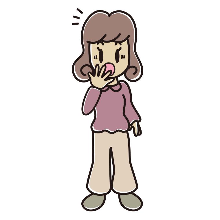 ハッとする女子大学生のイラスト【色あり、背景なし】透過PNG