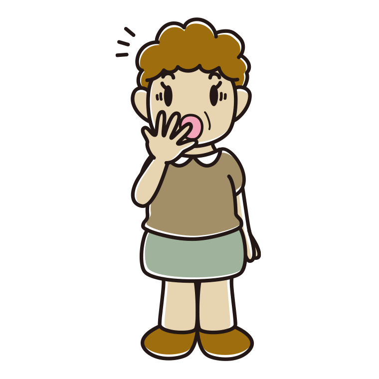 ハッとするおばさんのイラスト【色あり、背景なし】透過PNG