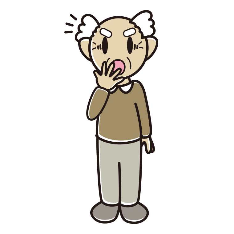 ハッとするおじいさんのイラスト【色あり、背景なし】透過PNG
