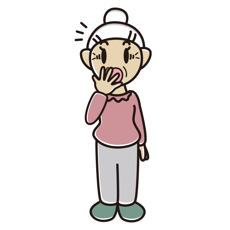 ハッとするおばあさんのイラスト【色あり、背景なし】透過PNG