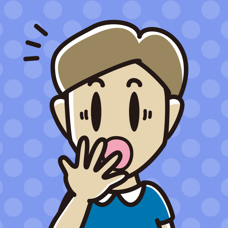 ハッとする男性の顔のイラスト【色、背景あり】PNG