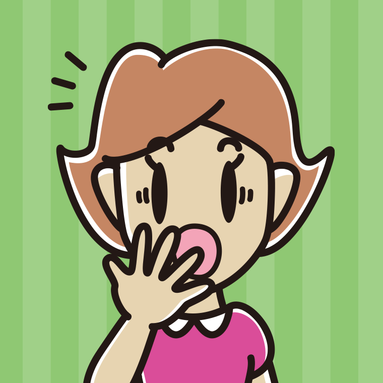 ハッとする女性の顔のイラスト【色、背景あり】PNG