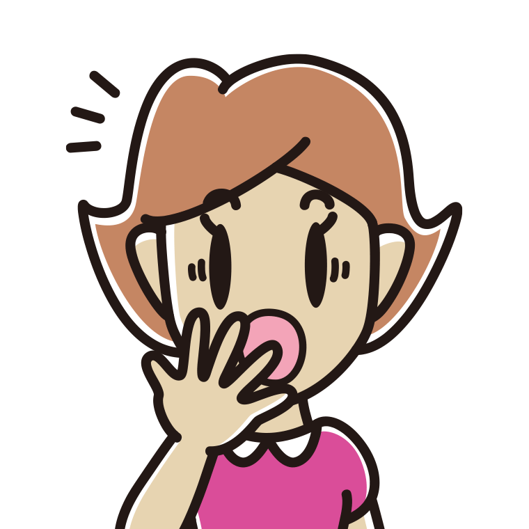 ハッとする女性の顔のイラスト【色あり、背景なし】透過PNG