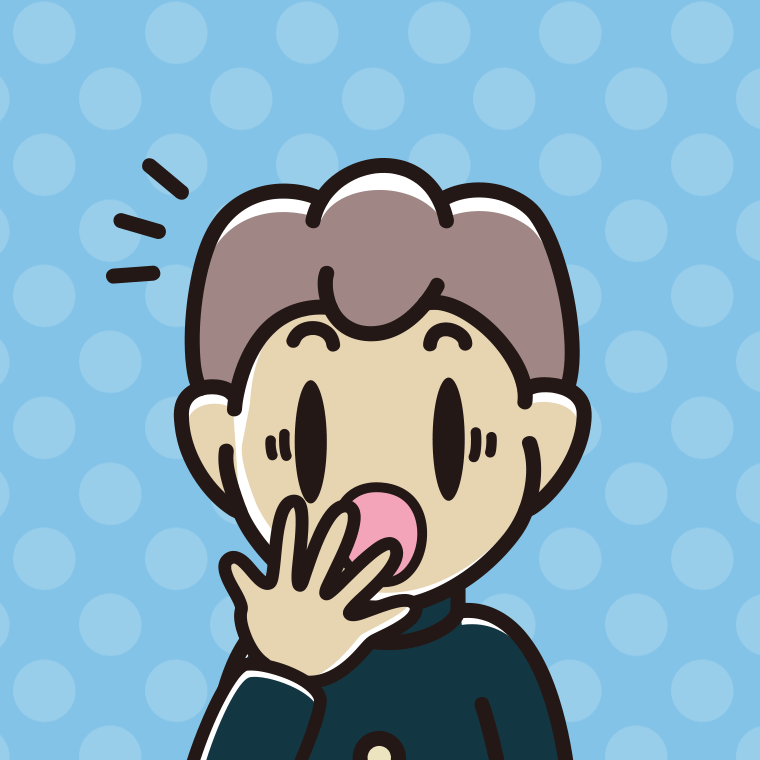 ハッとする男子中学生の顔のイラスト【色、背景あり】PNG