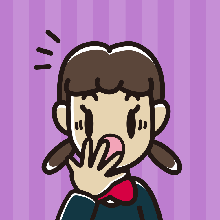 ハッとする女子中学生の顔のイラスト【色、背景あり】PNG