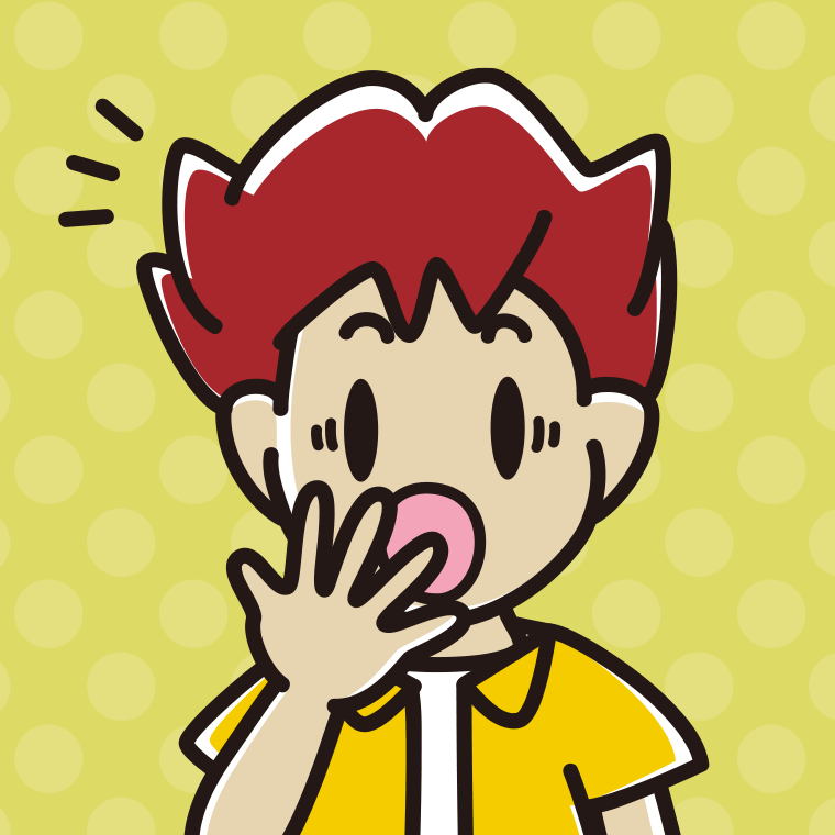 ハッとする男子大学生の顔のイラスト【色、背景あり】PNG