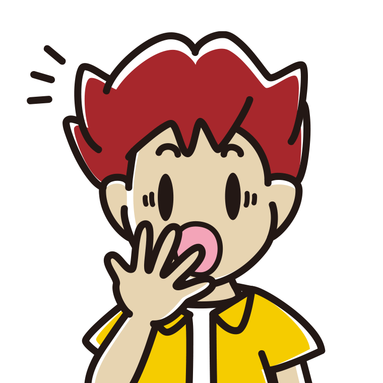 ハッとする男子大学生の顔のイラスト【色あり、背景なし】透過PNG