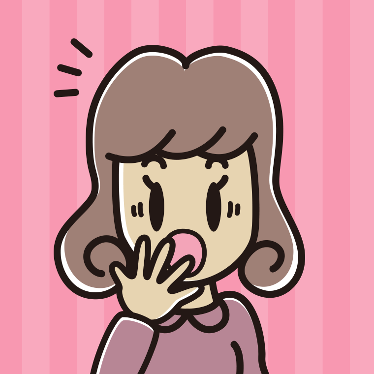 ハッとする女子大学生の顔のイラスト【色、背景あり】PNG
