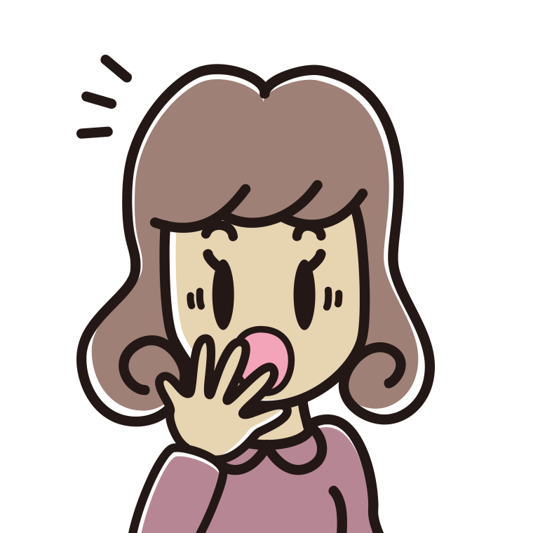 ハッとする女子大学生の顔のイラスト【色あり、背景なし】透過PNG
