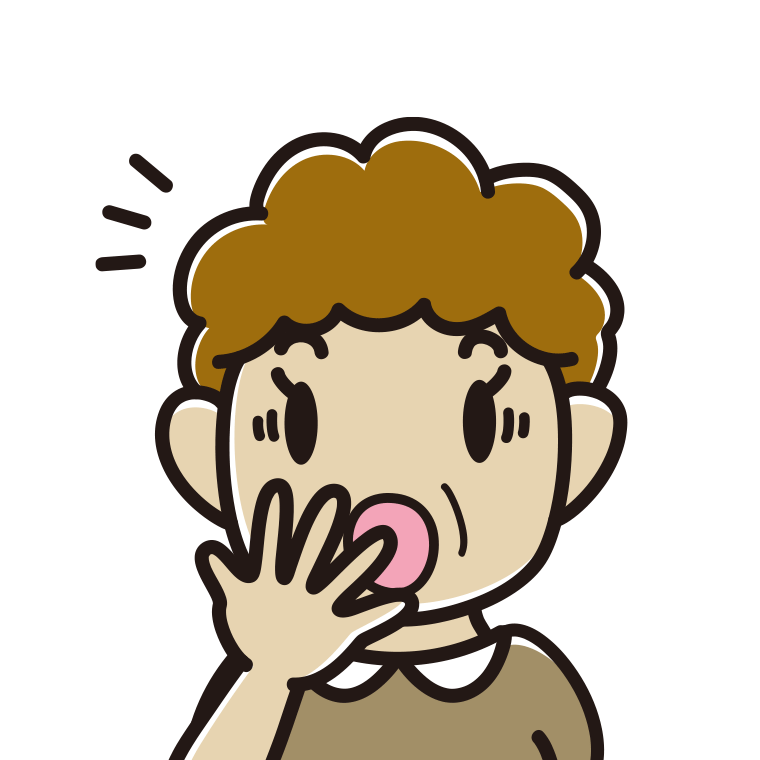 ハッとするおばさんの顔のイラスト【色あり、背景なし】透過PNG