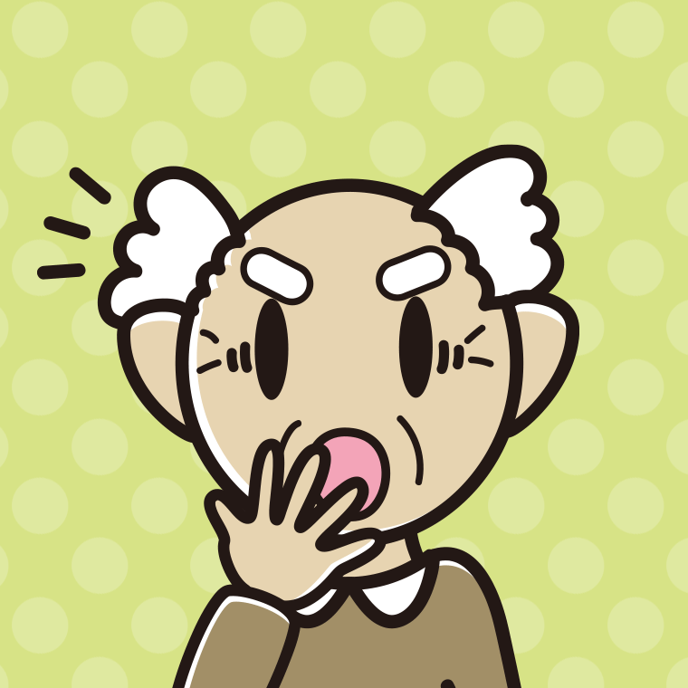 ハッとするおじいさんの顔のイラスト【色、背景あり】PNG