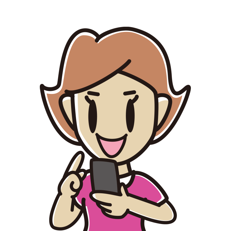 スマホを使う女性のイラスト（バストアップ）【色あり、背景なし】透過PNG