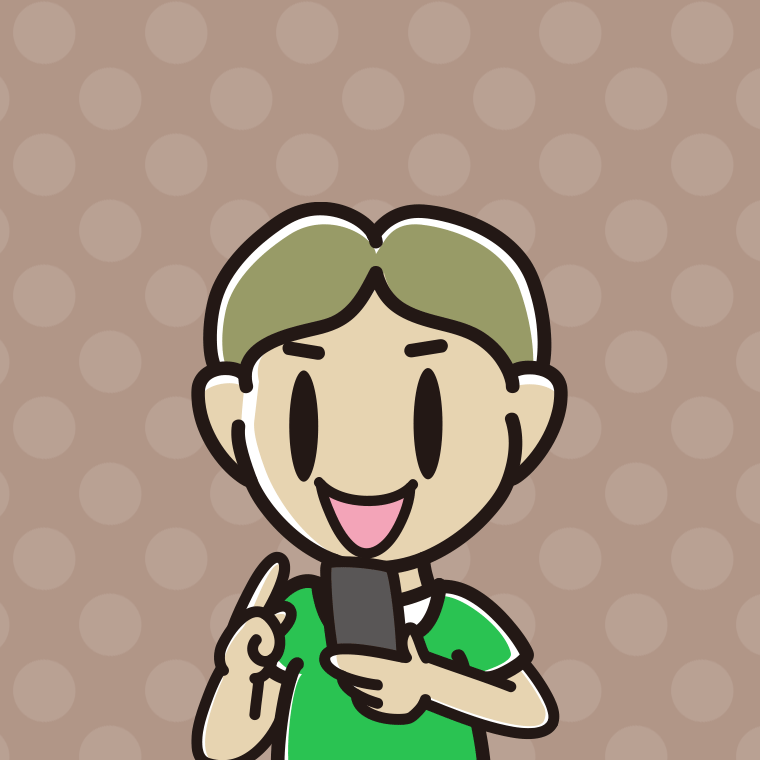 スマホを使う小学生男子のイラスト（バストアップ）【色、背景あり】PNG