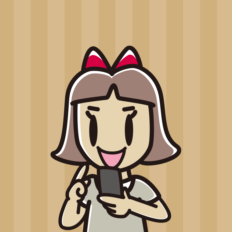 スマホを使う小学生女子のイラスト（バストアップ）【色、背景あり】PNG