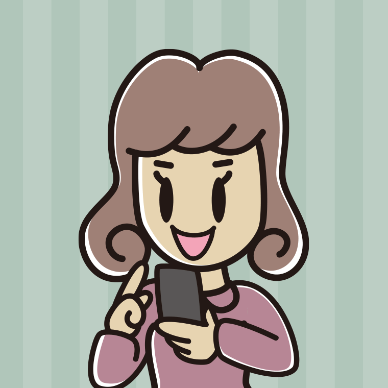 スマホを使う女子大学生のイラスト（バストアップ）【色、背景あり】PNG