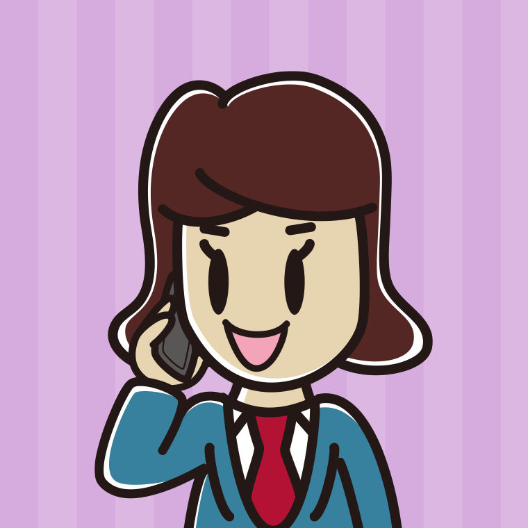 スマホで電話する女子高校生のイラスト（バストアップ）【色、背景あり】PNG
