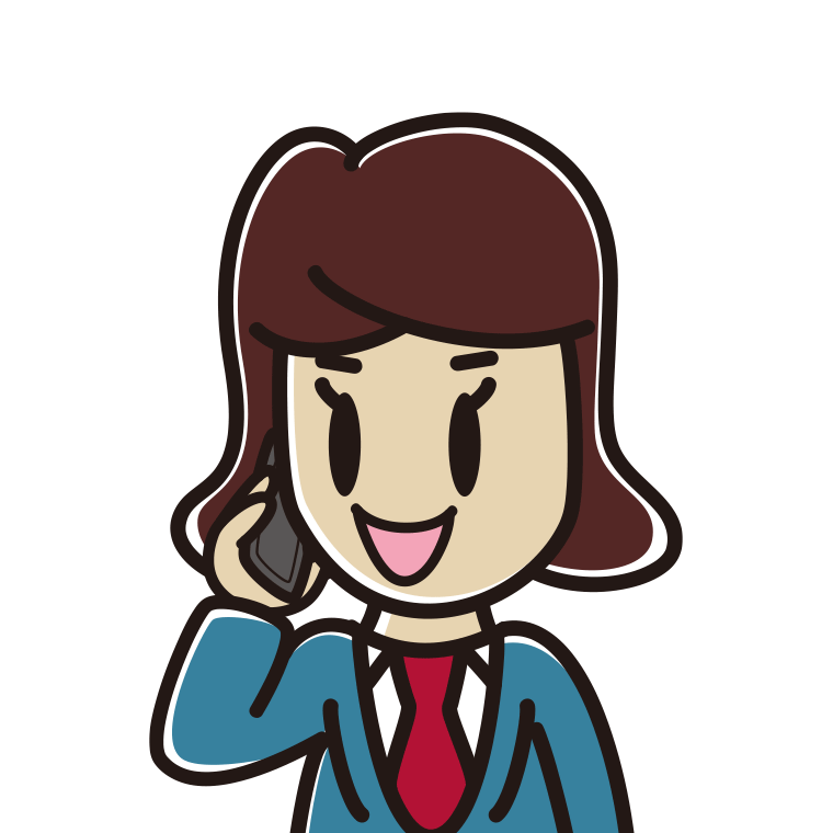 スマホで電話する女子高校生のイラスト（バストアップ）【色あり、背景なし】透過PNG