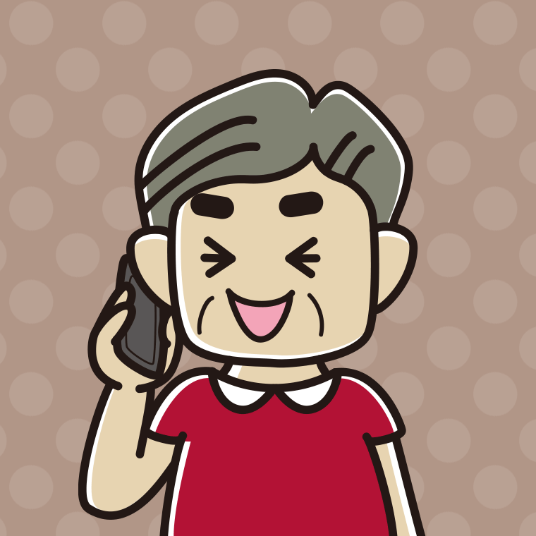 【フリー素材】スマホで電話して笑うおじさんのイラスト