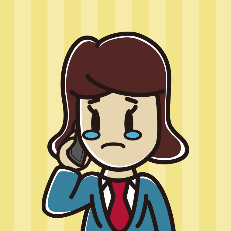 スマホで電話して泣く女子高校生のイラスト【色、背景あり】PNG