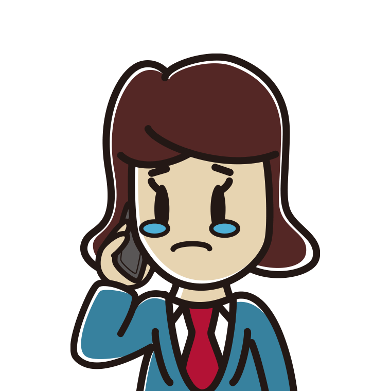 スマホで電話して泣く女子高校生のイラスト【色あり、背景なし】透過PNG