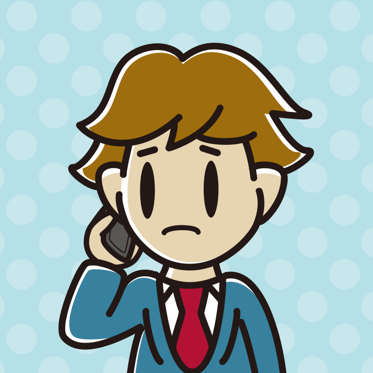 スマホで電話して困る男子高校生のイラスト【色、背景あり】PNG