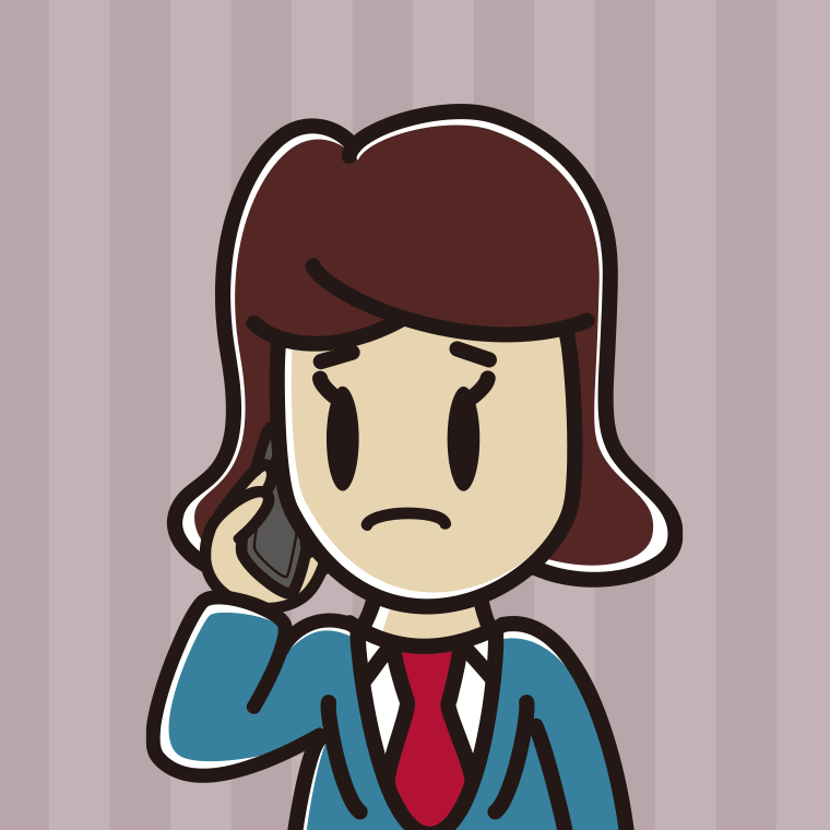 スマホで電話して困る女子高校生のイラスト【色、背景あり】PNG