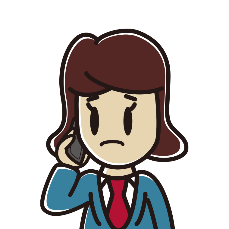 スマホで電話して困る女子高校生のイラスト【色あり、背景なし】透過PNG