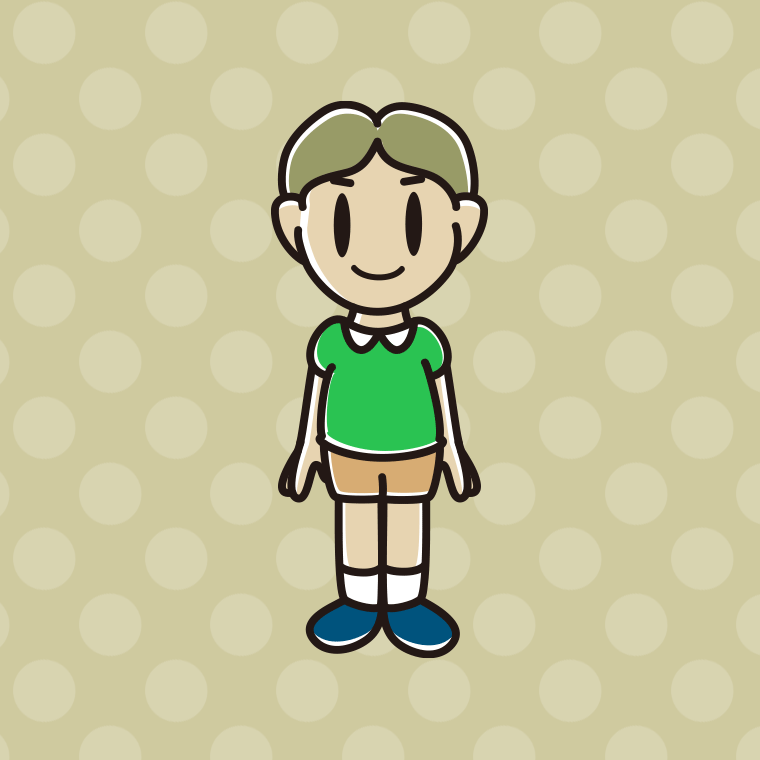 小学生男子のイラスト【色、背景あり】PNG