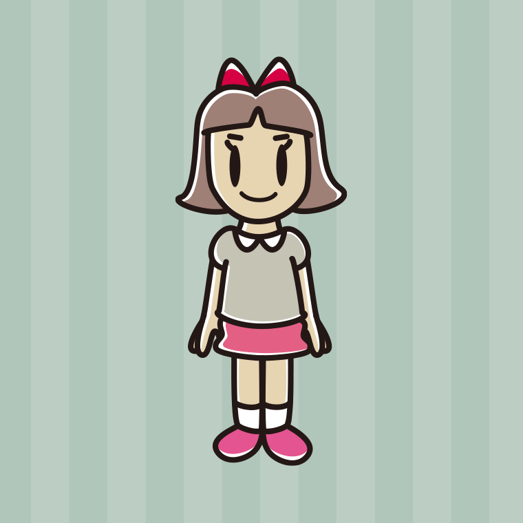 小学生女子のイラスト【色、背景あり】PNG