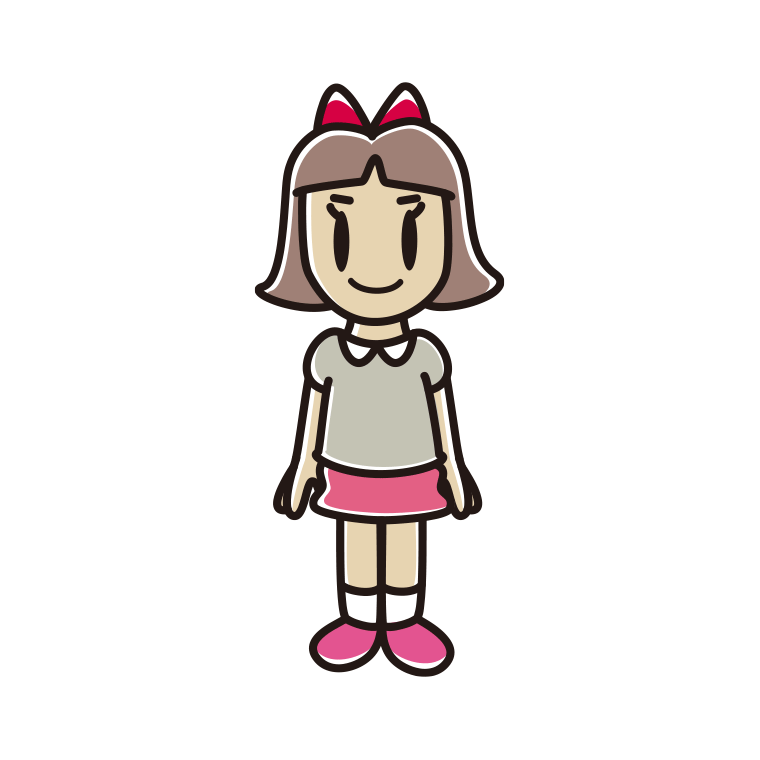 小学生女子のイラスト【色あり、背景なし】透過PNG