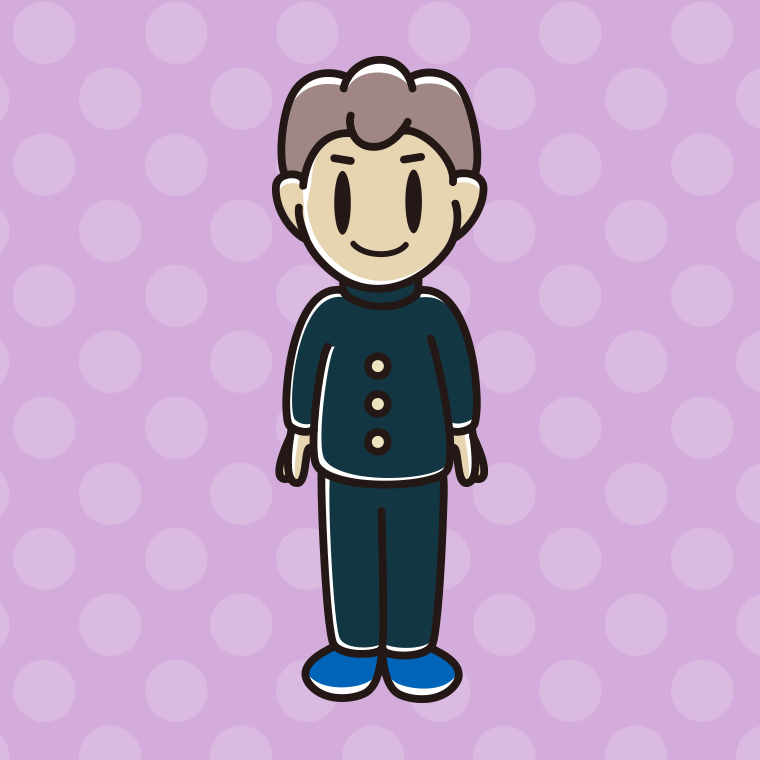 男子中学生のイラスト【色、背景あり】PNG