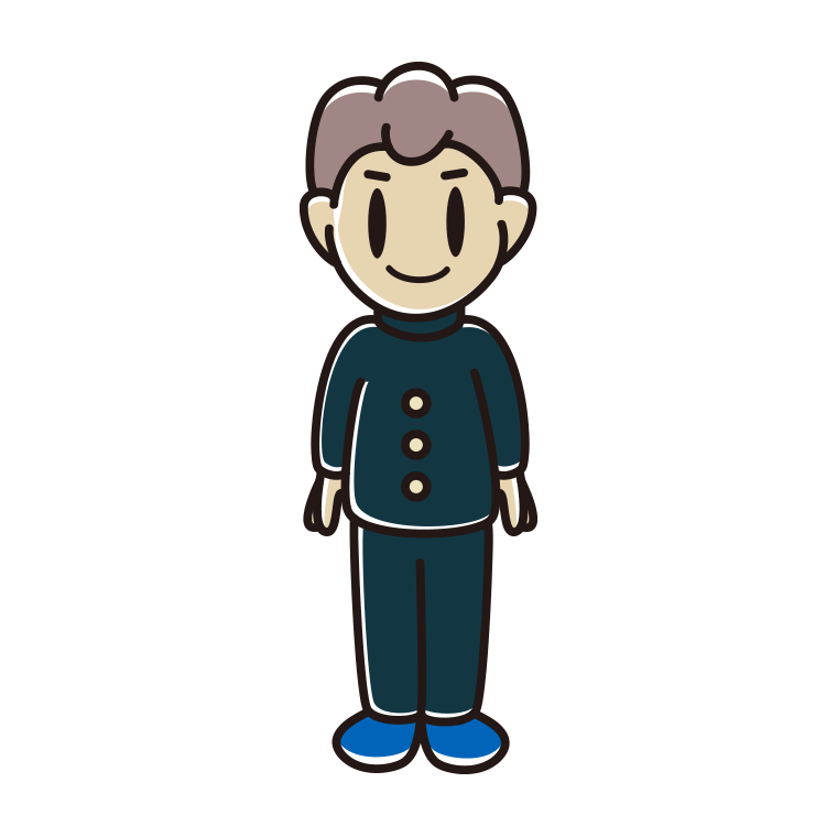 男子中学生のイラスト【色あり、背景なし】透過PNG