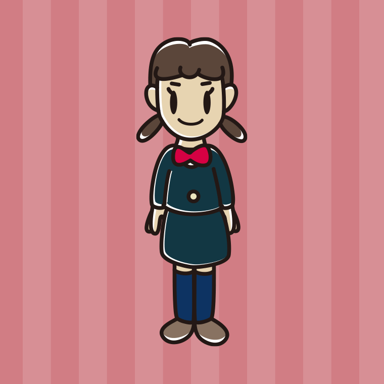 女子中学生のイラスト【色、背景あり】PNG