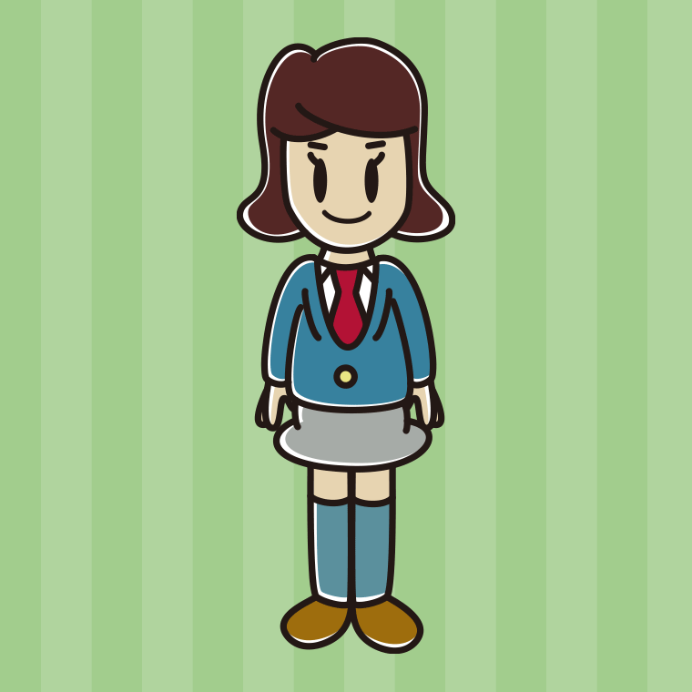 女子高校生のイラスト【色、背景あり】PNG